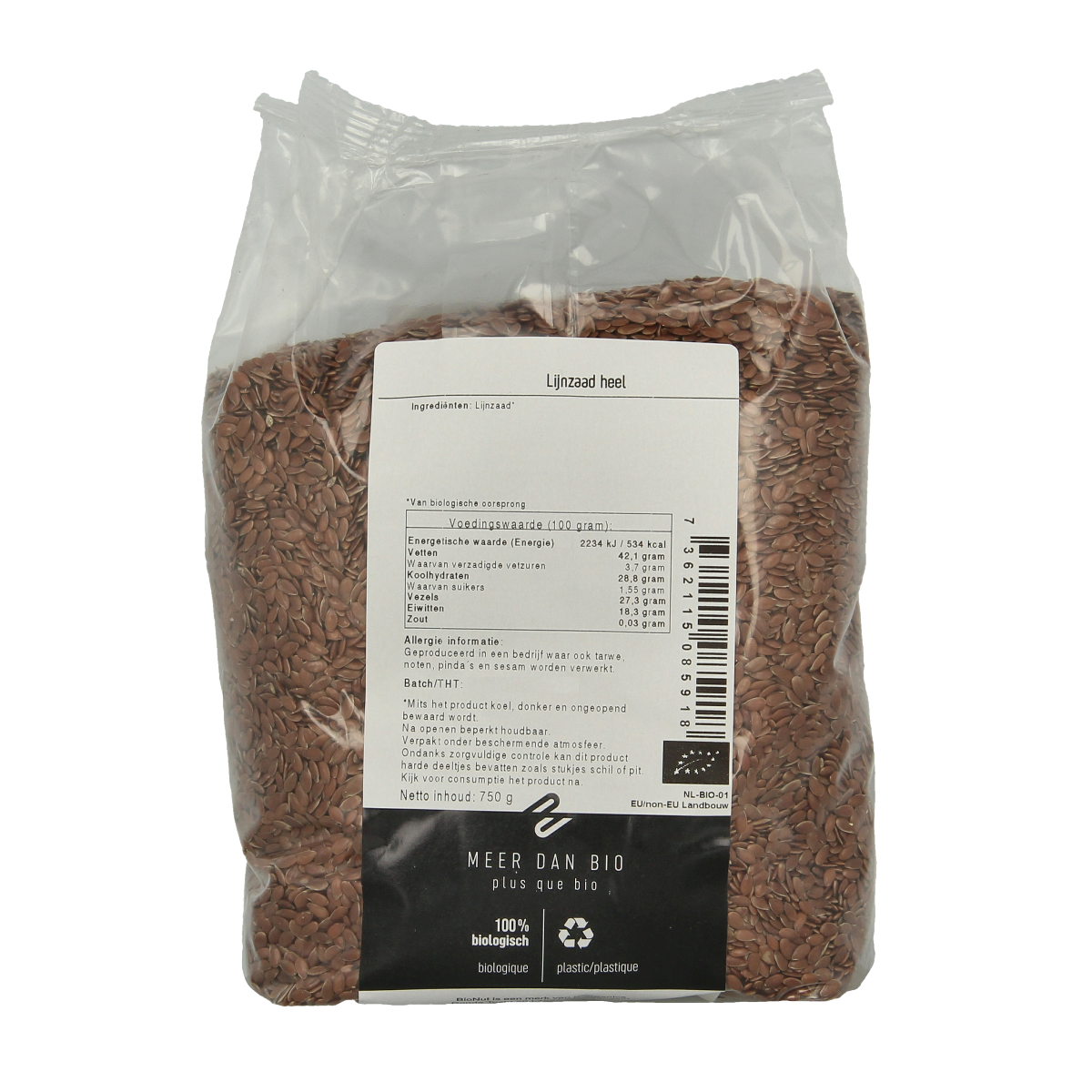 Bionut Lijnzaad heel bio 750.00 Gram