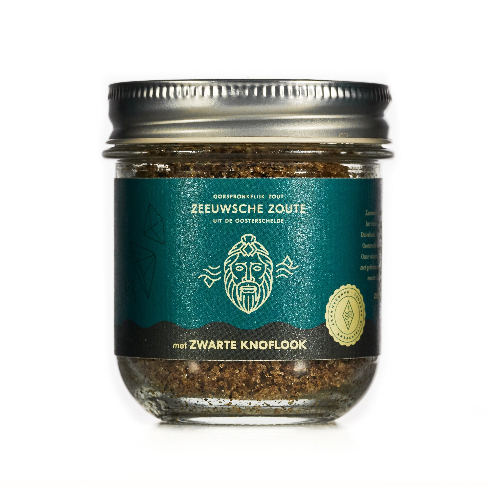 Zeeuwsche Zoute Zout met zwarte knoflook glazen pot bio 100 Gram