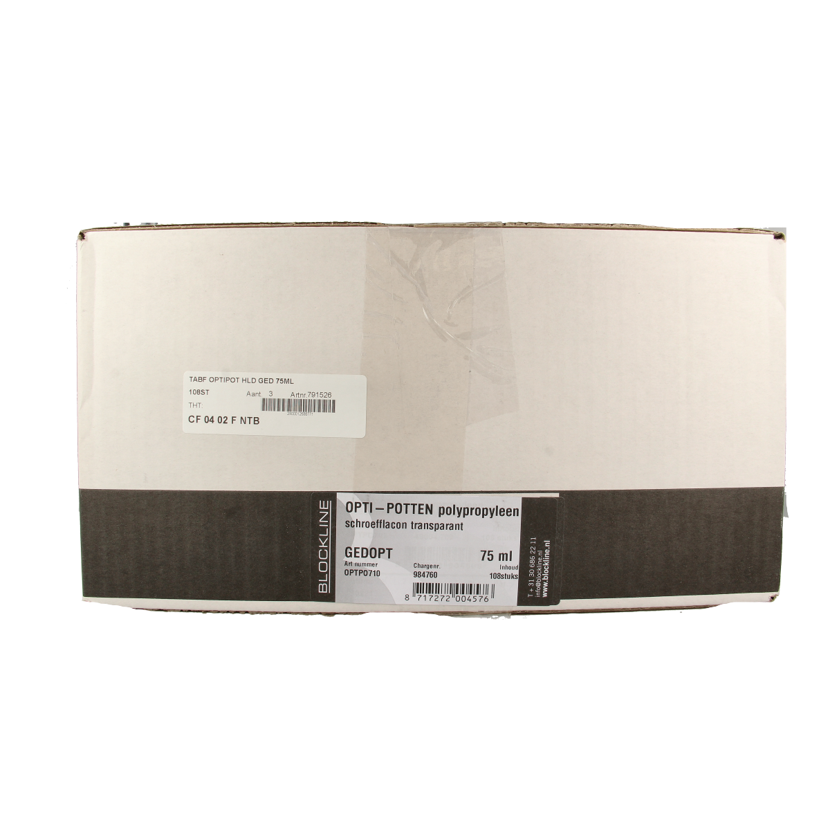Blockland Tabletflacon optipot helder gedopt 75ml 108.00 Stuks