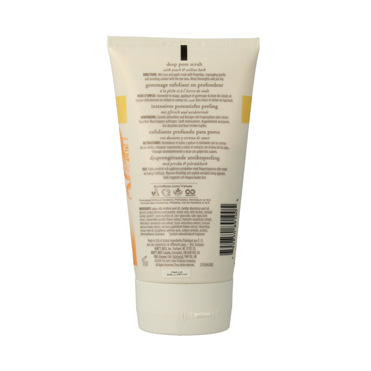 Burt's Bees Gezichtscrub peach & willowbark 113.30 Gram