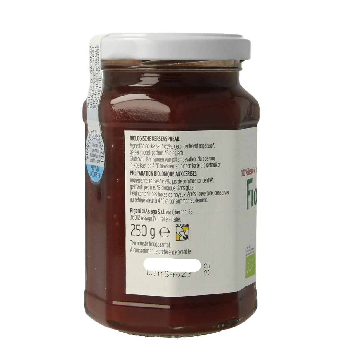 Fiordifrutta Kersenjam bio 250.00 Gram