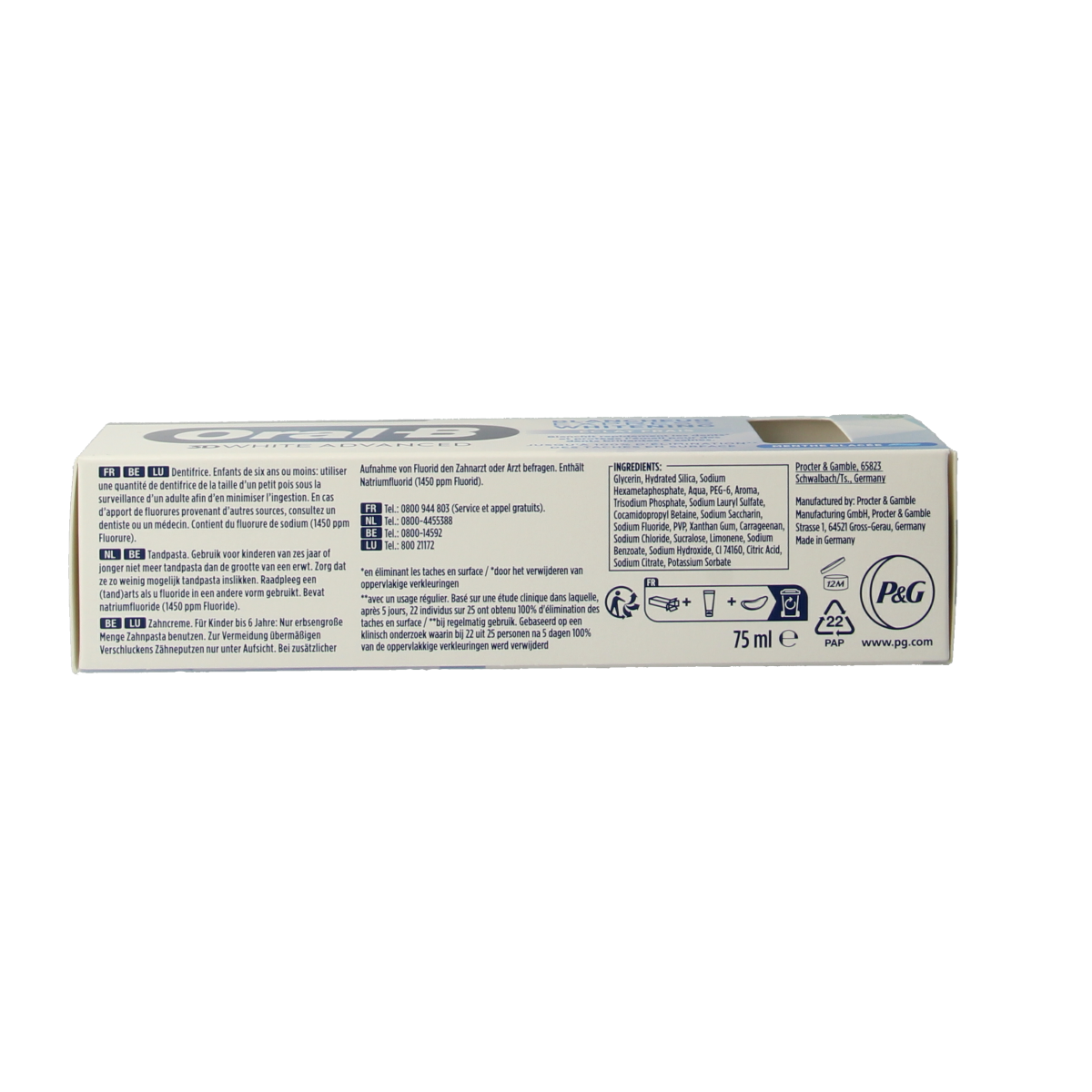 Oral B Tandpasta 3D white advanced expres fresh whitening 75.00 Milliliter