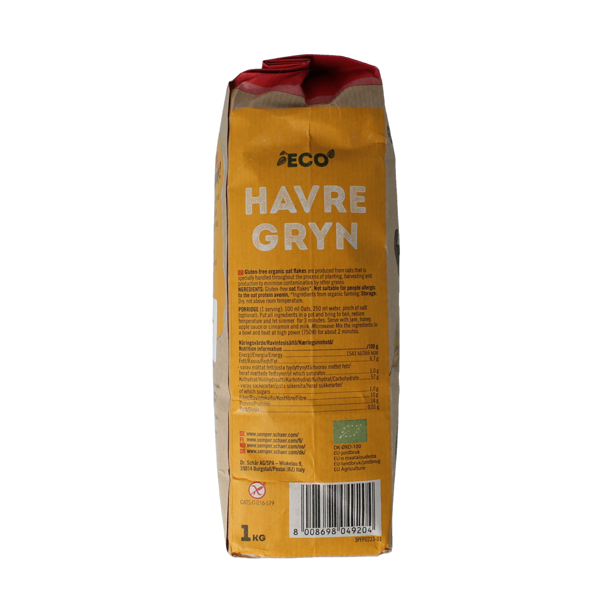 Schar Havermout glutenvrij bio 1.00 Kilogram