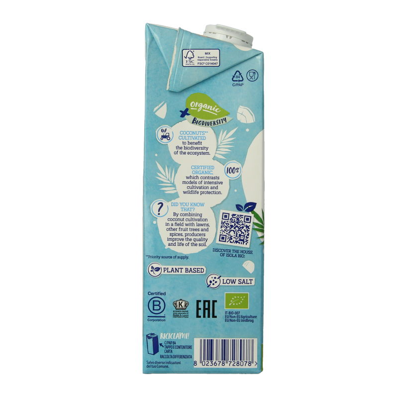 Isola Bio Kokosdrink suikervrij bio 1 Liter