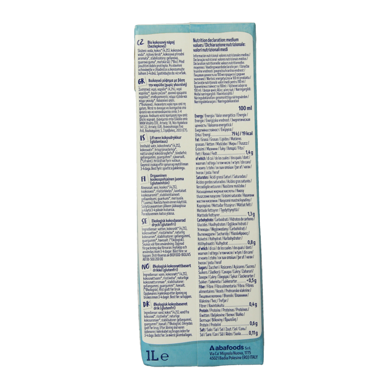 Isola Bio Kokosdrink suikervrij bio 1 Liter