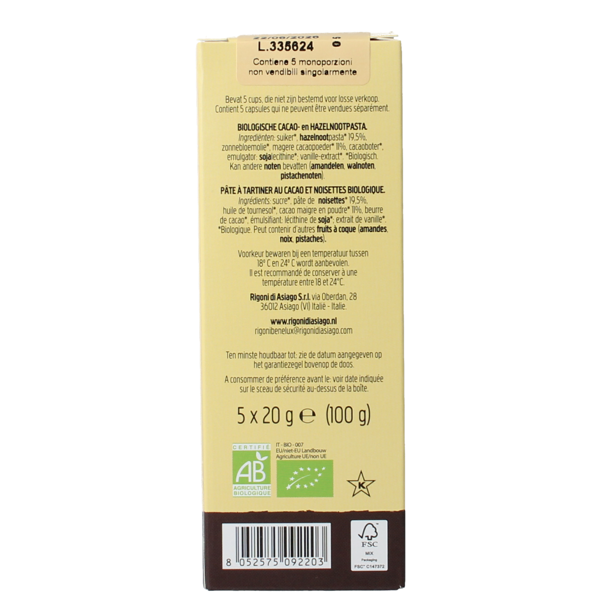 Nocciolata Op=Op Intense vegan cups bio 100.00 Gram