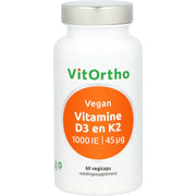 VitOrtho Vitamine D3 1000IE K2 45mcg vegan 60 Vegetarische capsules