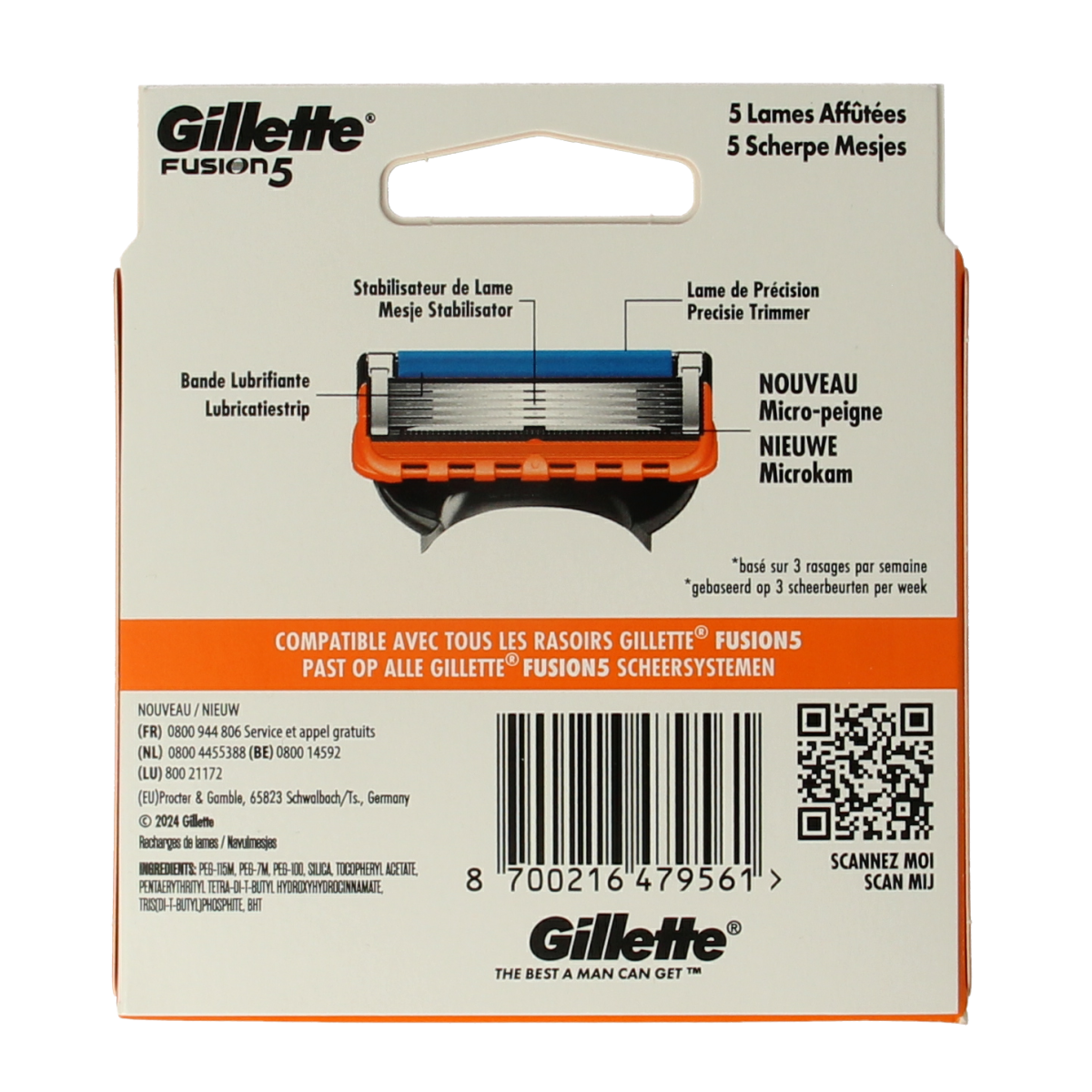 Gillette Fusion manual blades 8.00 Stuks