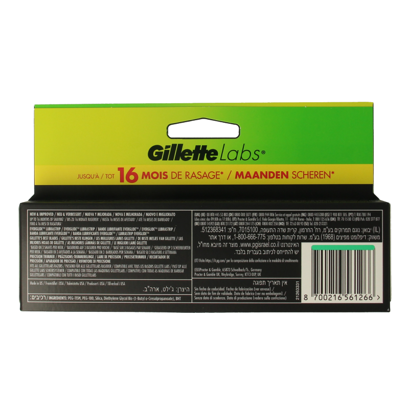 Gillette Labs blades 8 Stuks