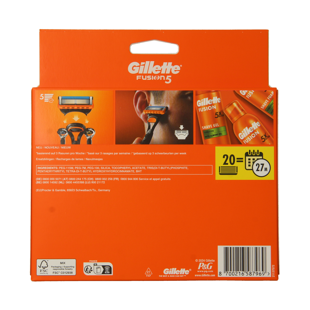 Gillette Fusion manual blades 20.00 Stuks