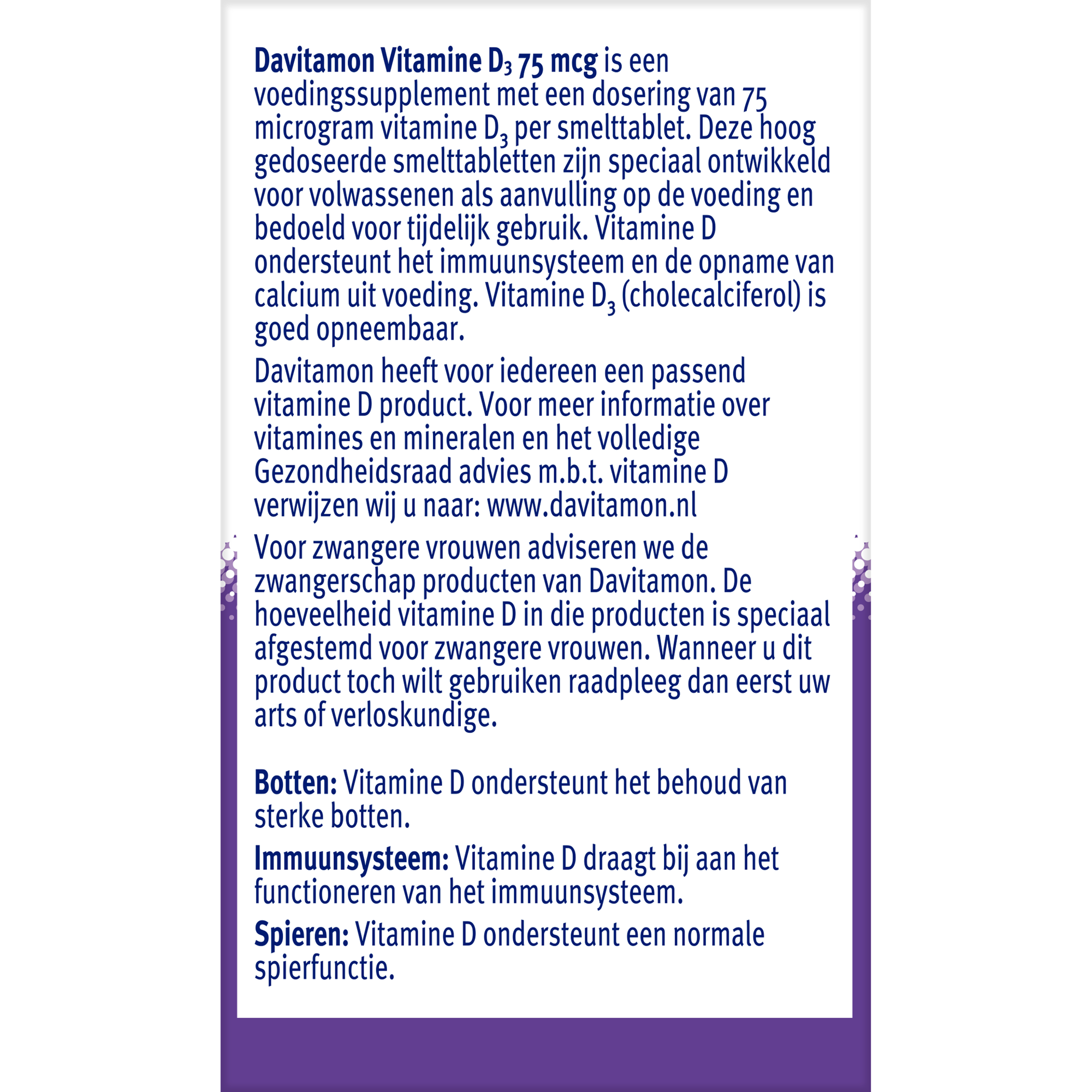 Davitamon Vitamine D3 75mcg 75.00 Smelttabletten