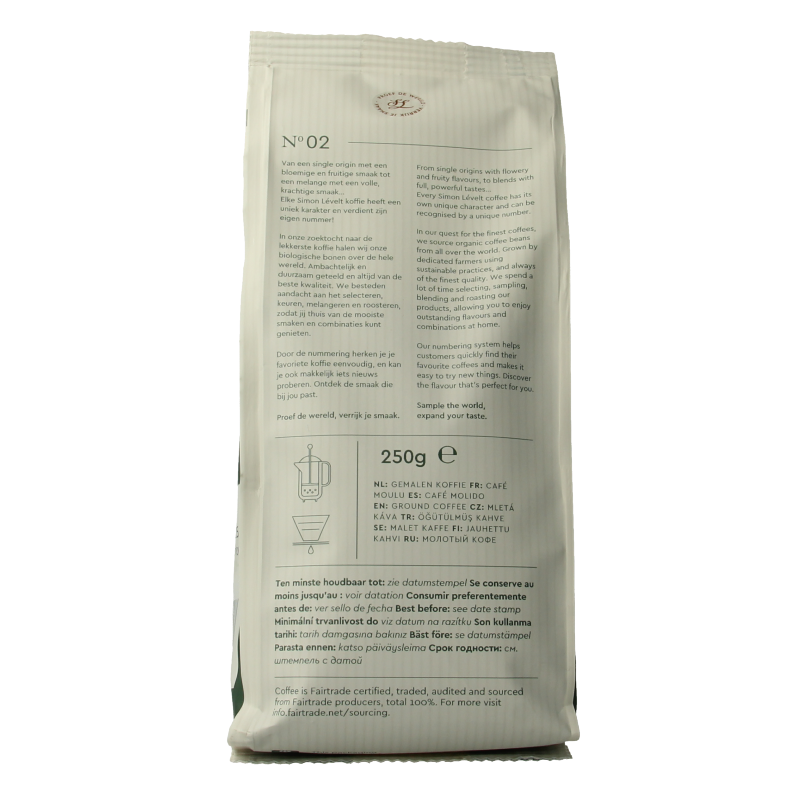 Simon Levelt Cafe organico forte snelfilter bio 250 Gram