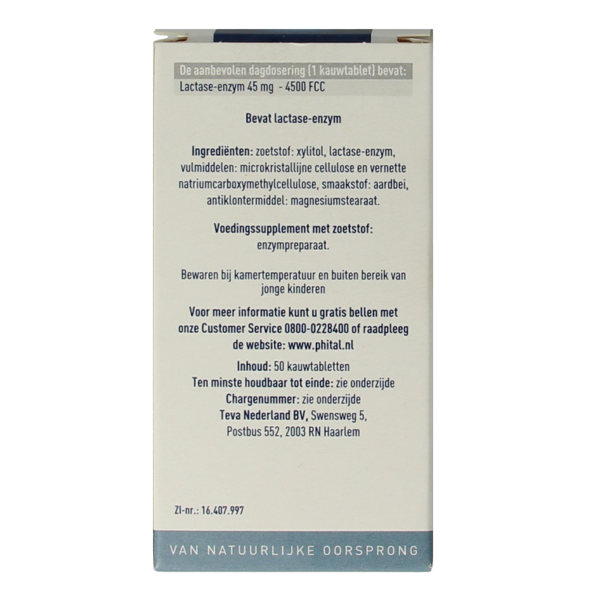 Phital Lactase 4500 50.00 Kauwtabletten