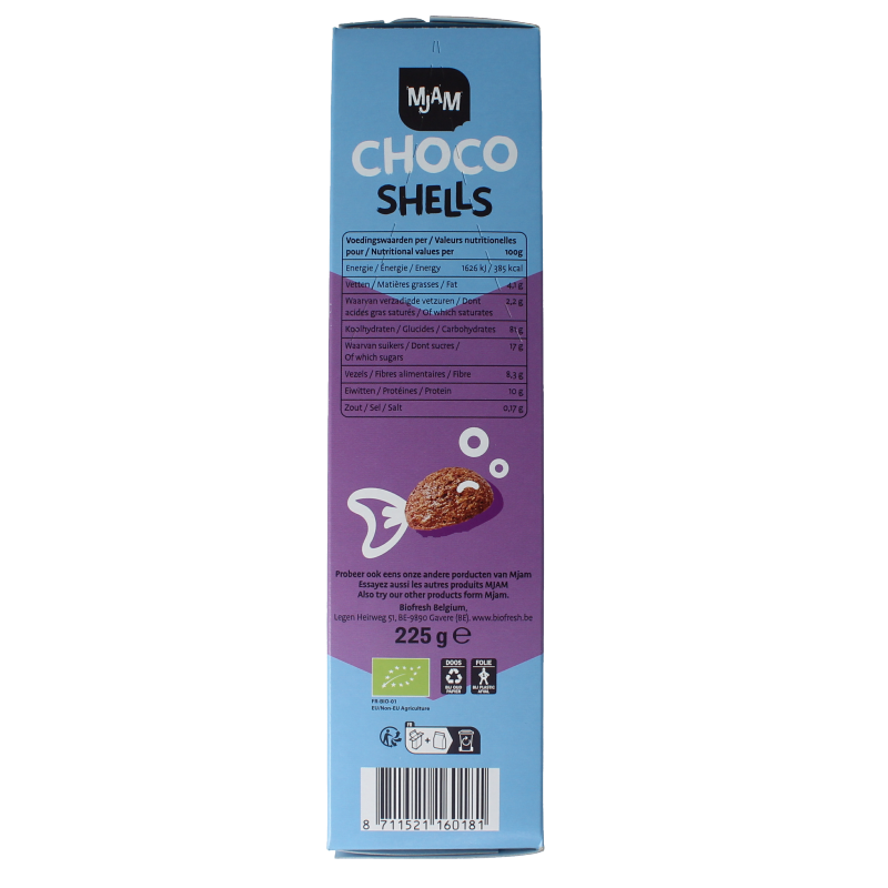 Mjam Choco shells bio 225 Gram