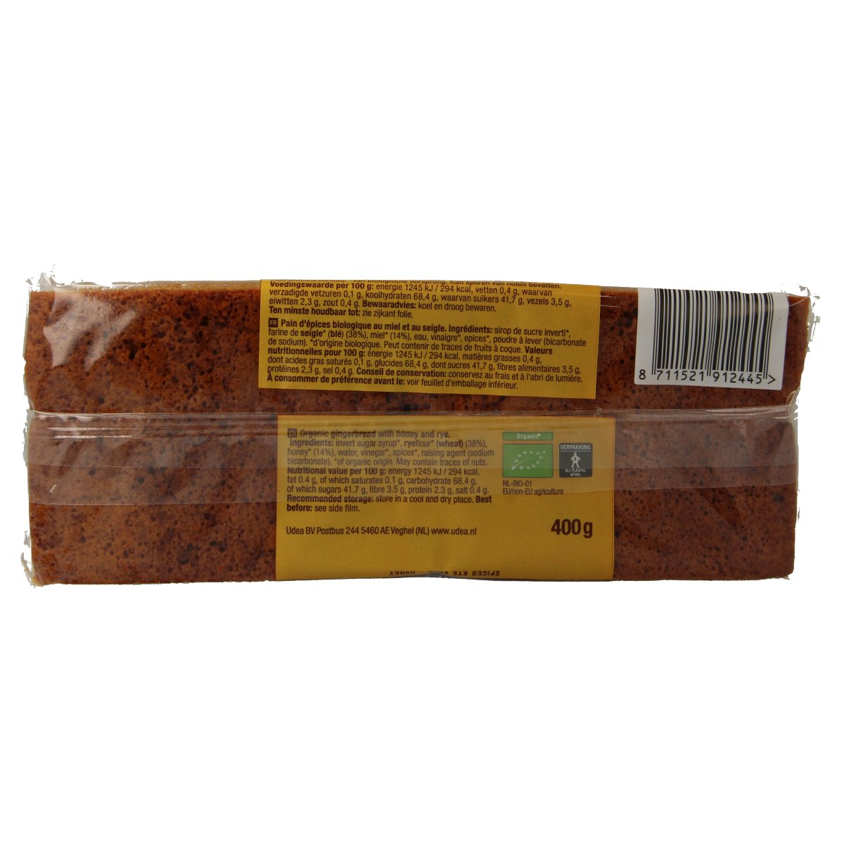 Your Organic Nature Ontbijtkoek honing - rogge bio 400.00 Gram