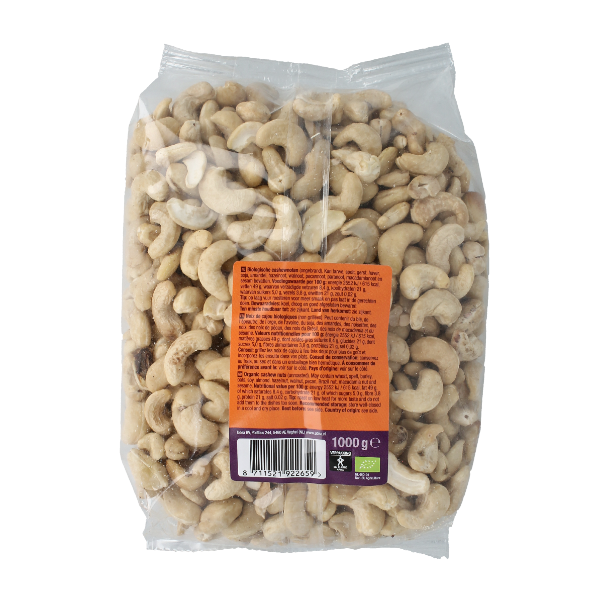 Your Organic Nature Cashew noten do it bio 1.00 Kilogram