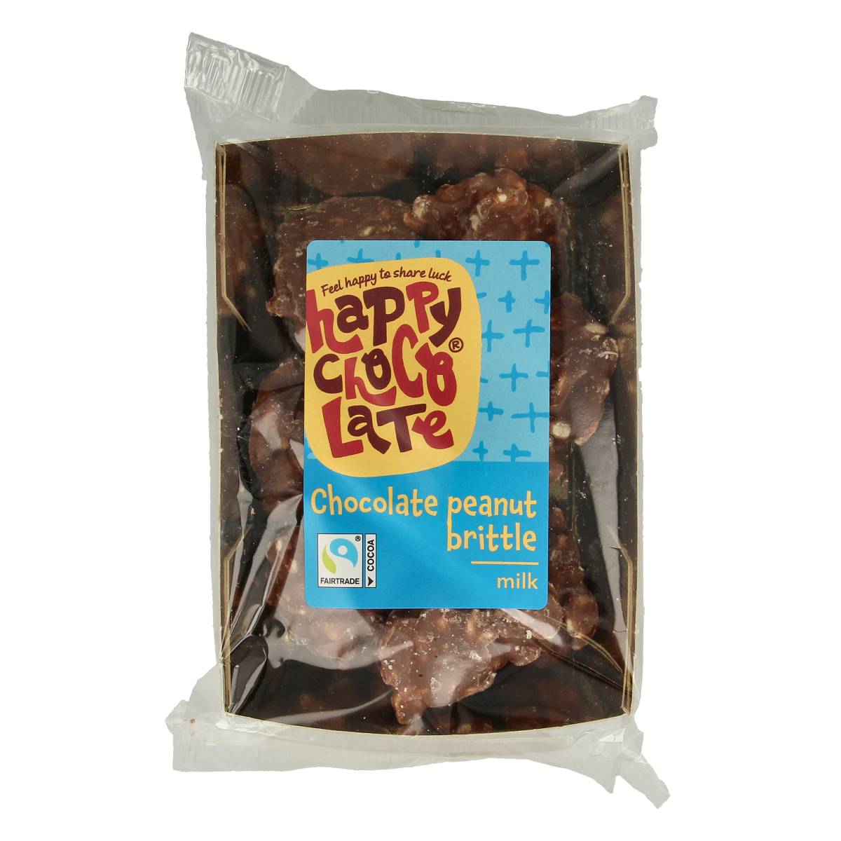 Happy Chocolate Chocolade pindarotsen melk bio 150.00 Gram