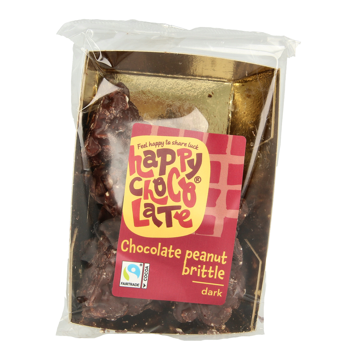 Happy Chocolate Chocolade pindarotsen puur bio 150.00 Gram