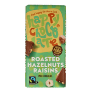 Happy Chocolate Melk geroosterde hazelnoot rozijn bio 100.00 Gram