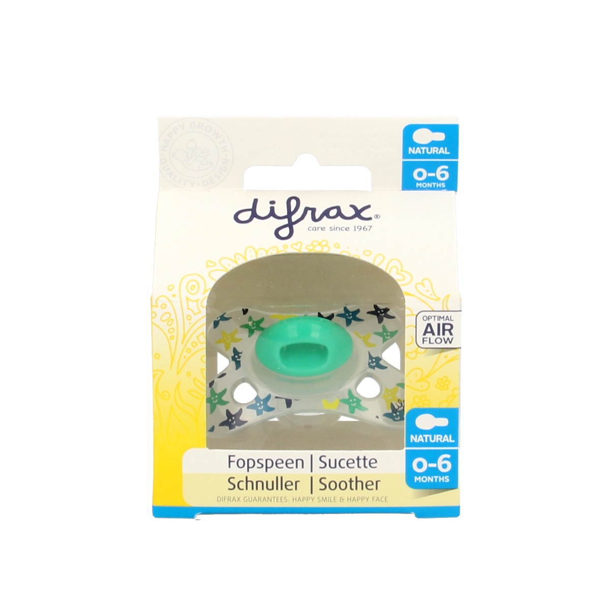 Difrax Fopspeen natural 0-6 maanden assorti  1 Stuks