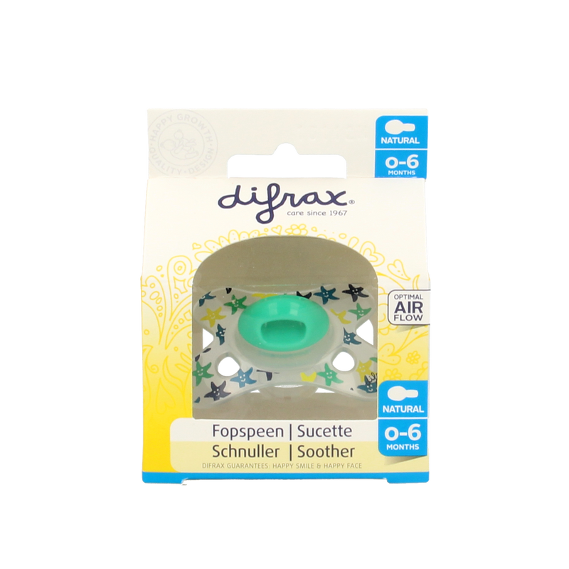 Difrax Fopspeen natural 0-6 maanden assorti  1 Stuks