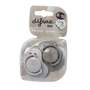 Difrax Fopspeen 6-18 maanden harmony light grey/dark grey 2.00 Stuks
