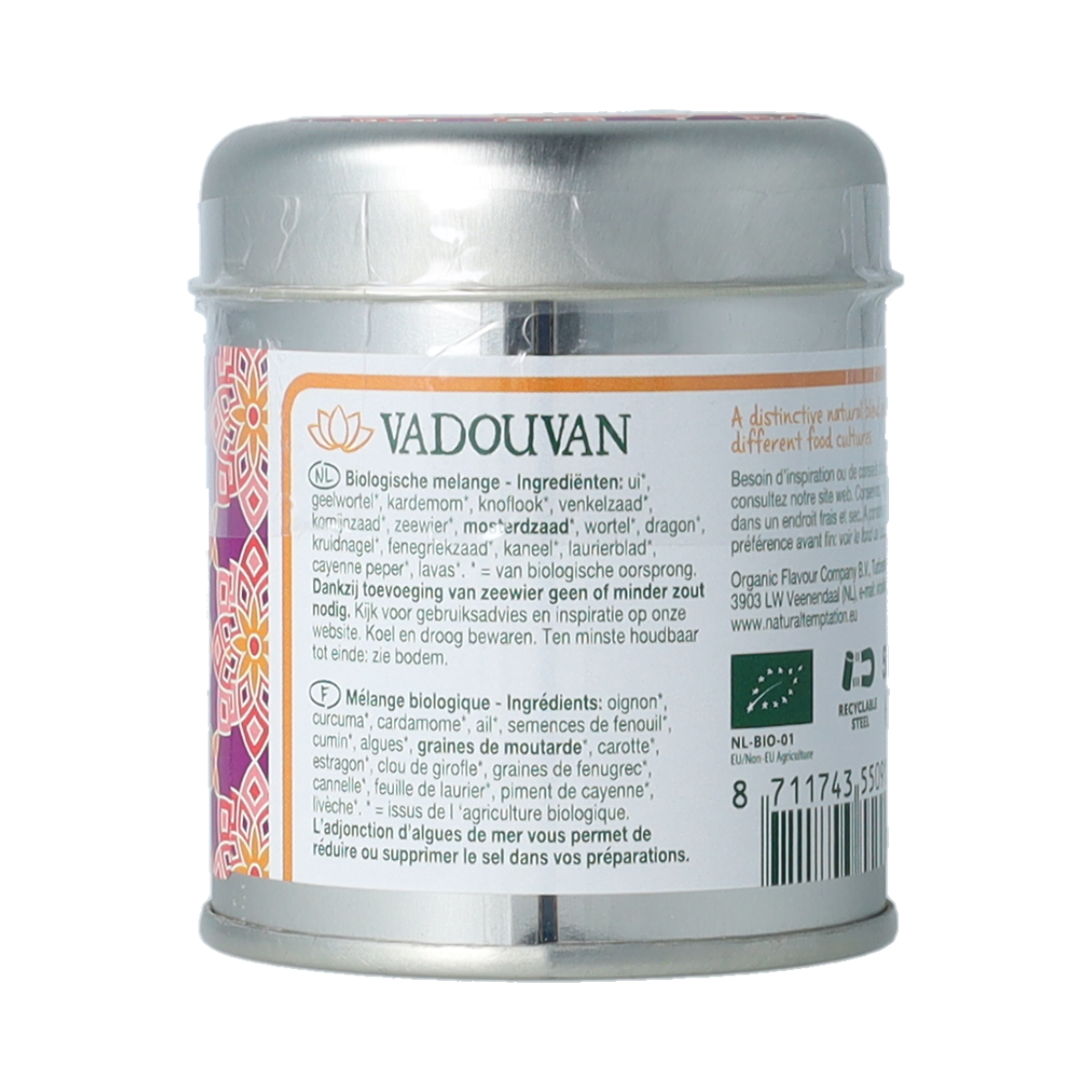 Natural Temptation Vaduovan blikje natural spices bio 50.00 Gram