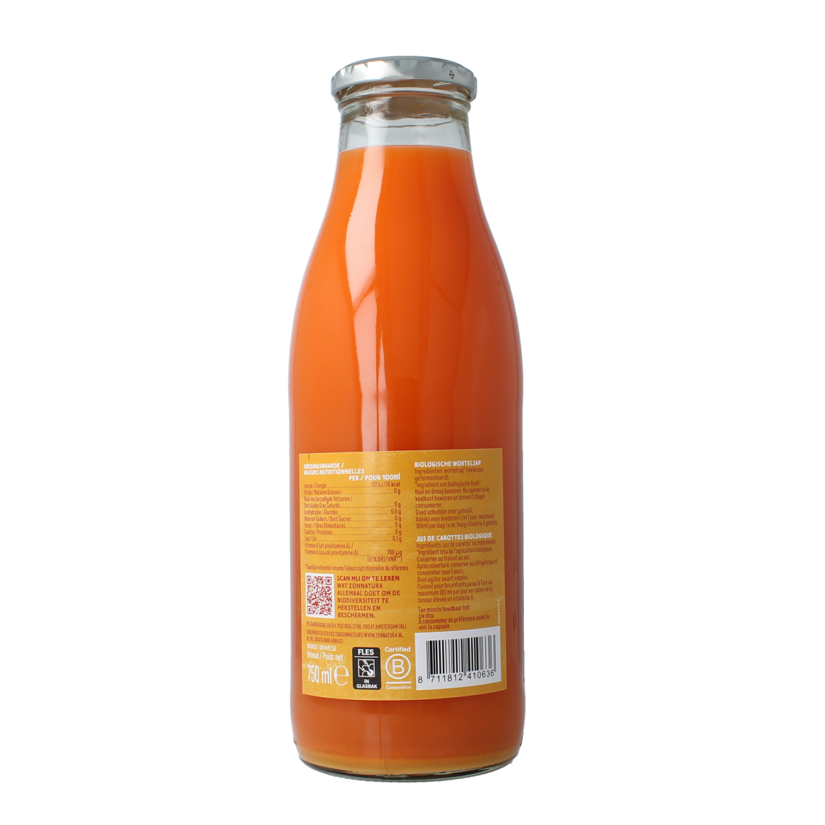 Zonnatura Wortelsap bio 750.00 Milliliter