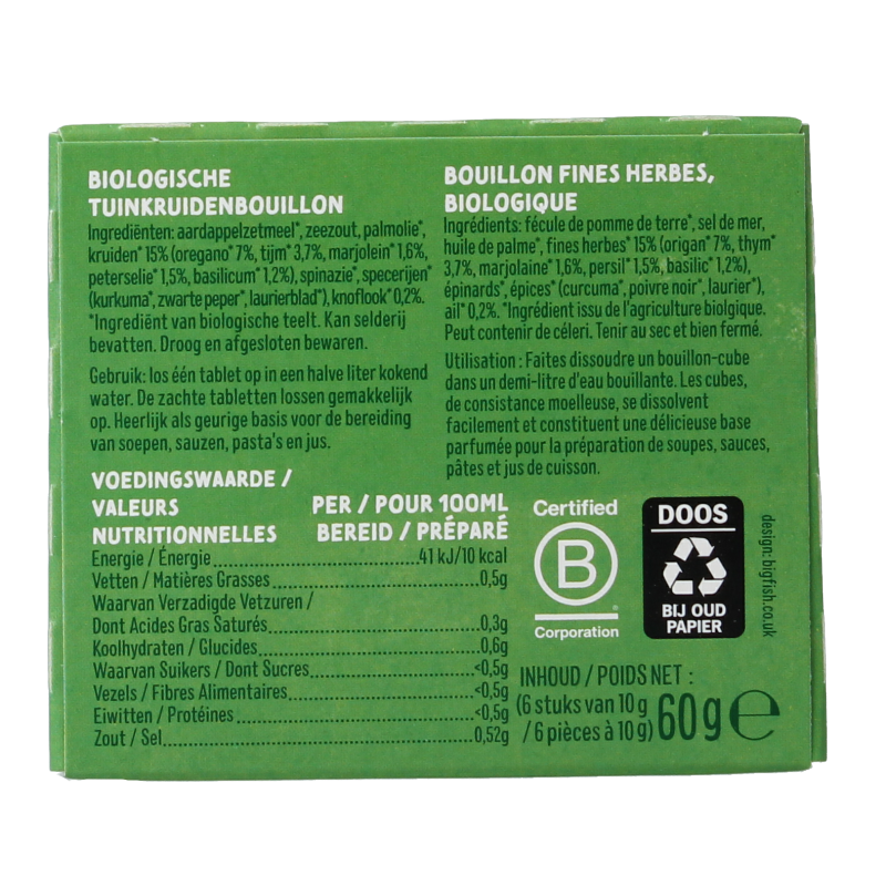 Zonnatura Fine herbstock bouillon zonder gist bio 66 Gram
