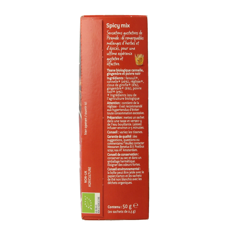 Piramide Spicy thee eko bio 20 Zakjes