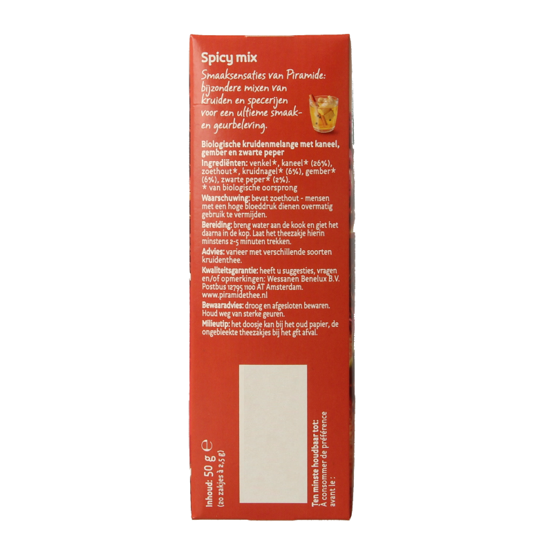 Piramide Spicy thee eko bio 20 Zakjes