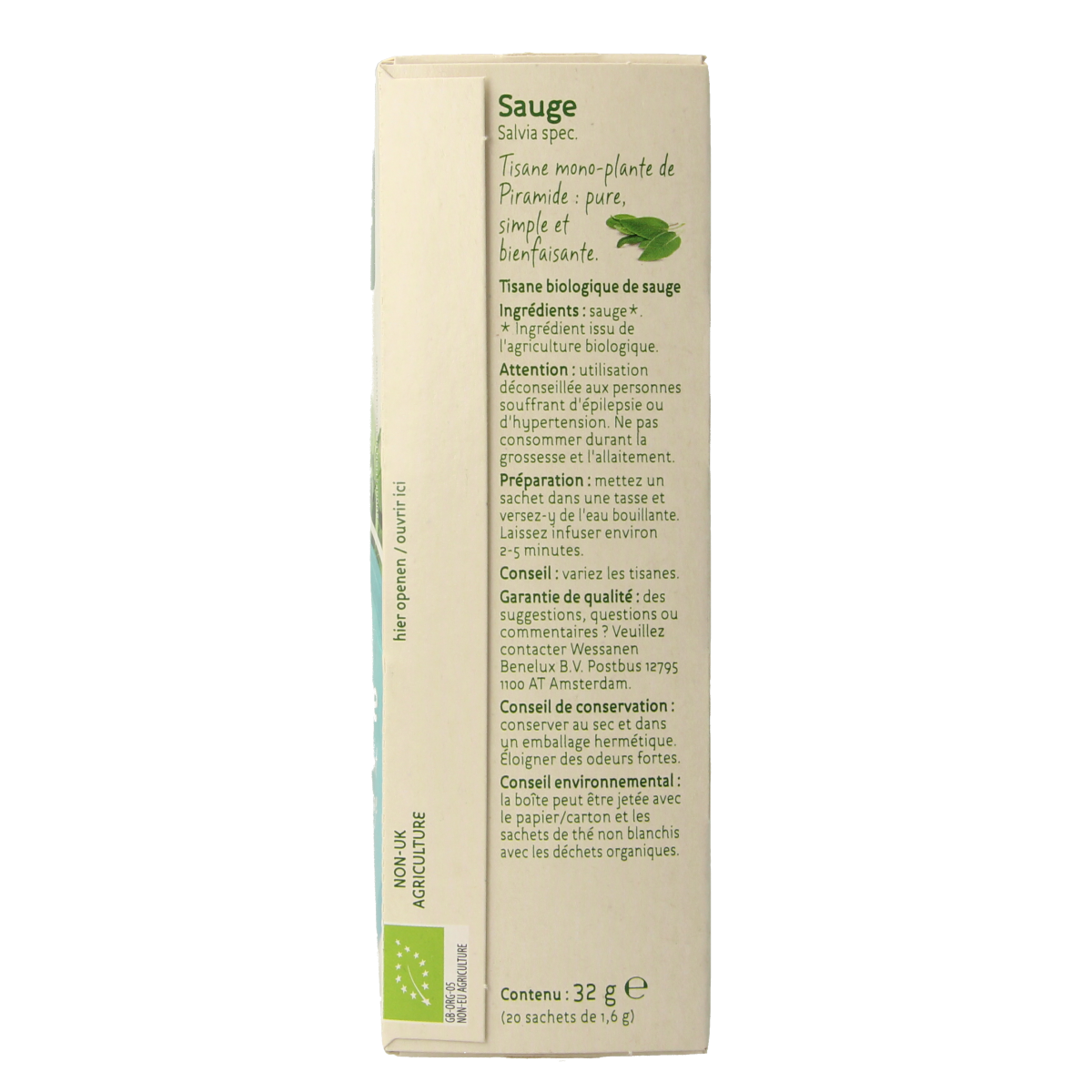 Piramide Salie thee eko bio 20.00 Zakjes