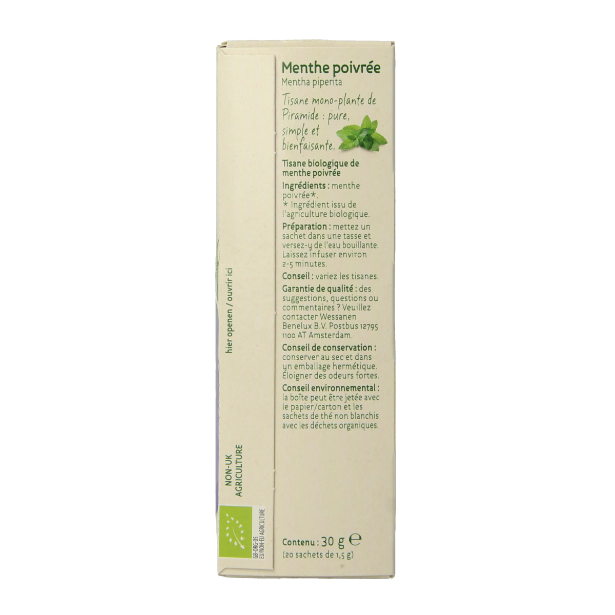 Piramide Pepermunt thee eko bio 20.00 Zakjes