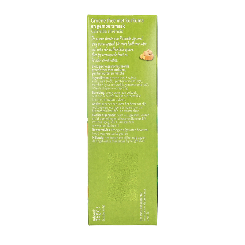 Piramide Oppeppend groene thee gember & curcuma bio 20 Zakjes