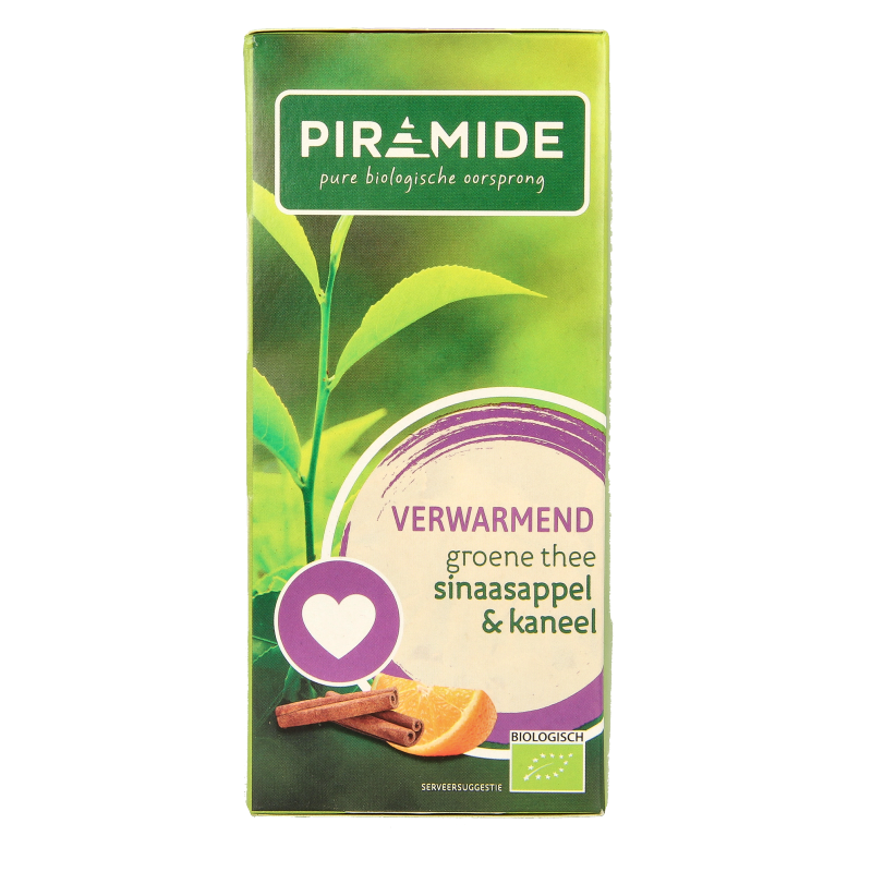 Piramide Verwarmend groene thee sinaasappel & kaneel bio 20 Zakjes