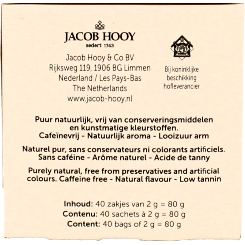 Jacob Hooy Rooibosthee cranberry  40 Zakjes