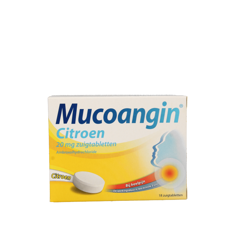 Mucoangin Citroen suikervrij 18 Zuigtabletten