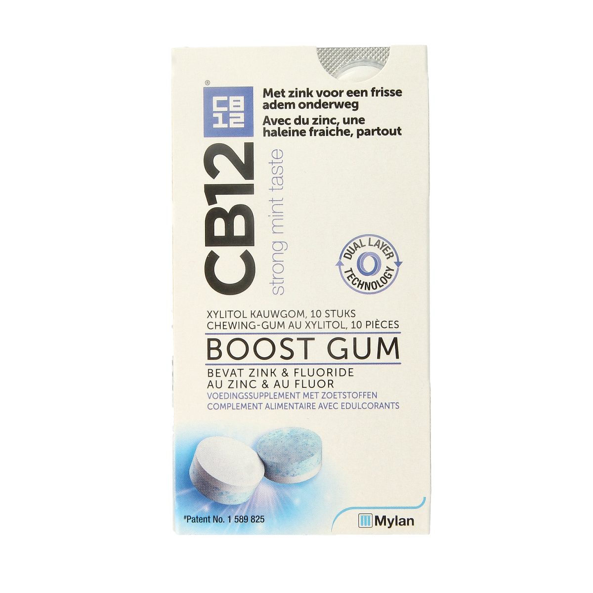 CB12 Mondverzorging boost kauwgom strong mint 10.00 Stuks