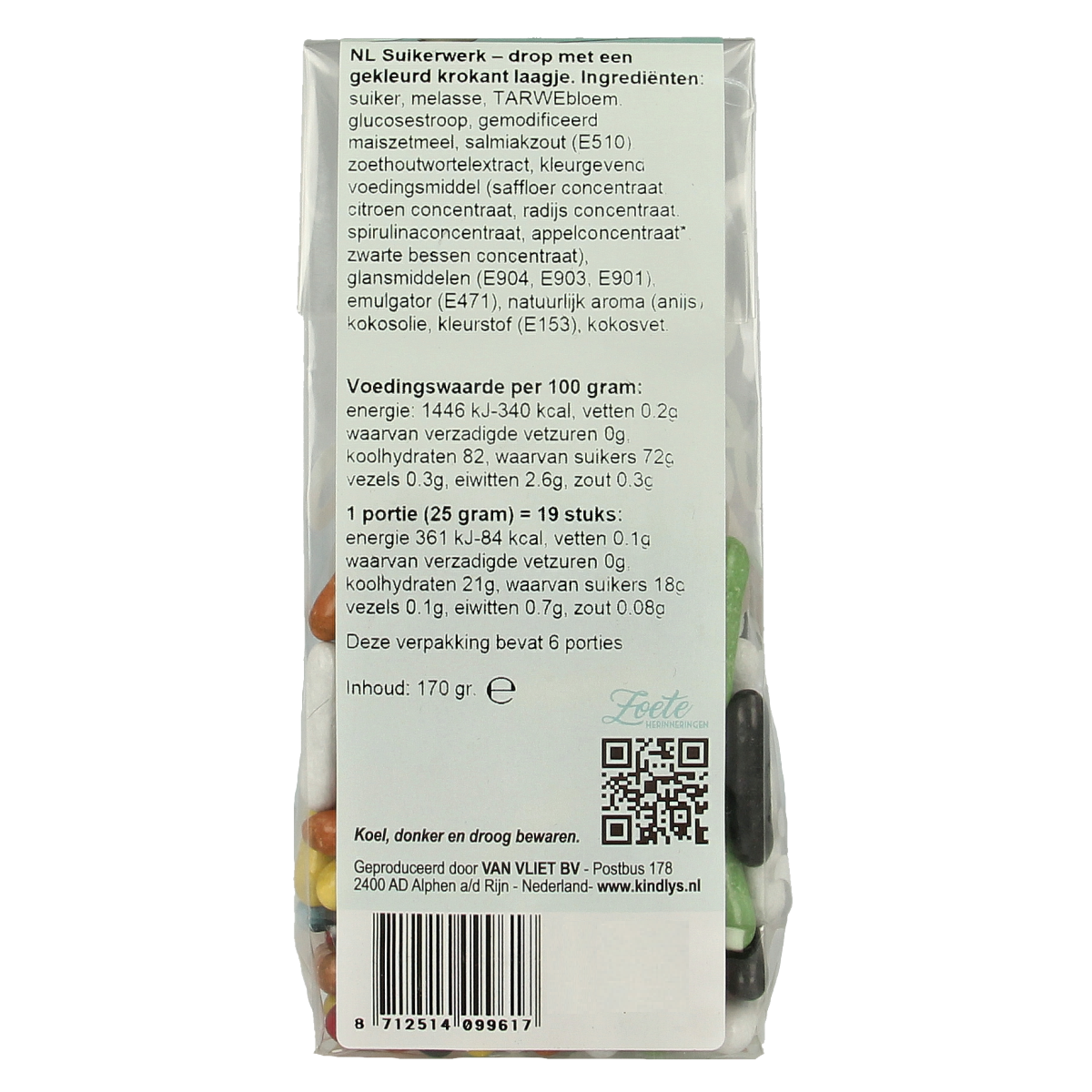 Kindly's Dropstaafjes zoete herinneringen 170.00 Gram