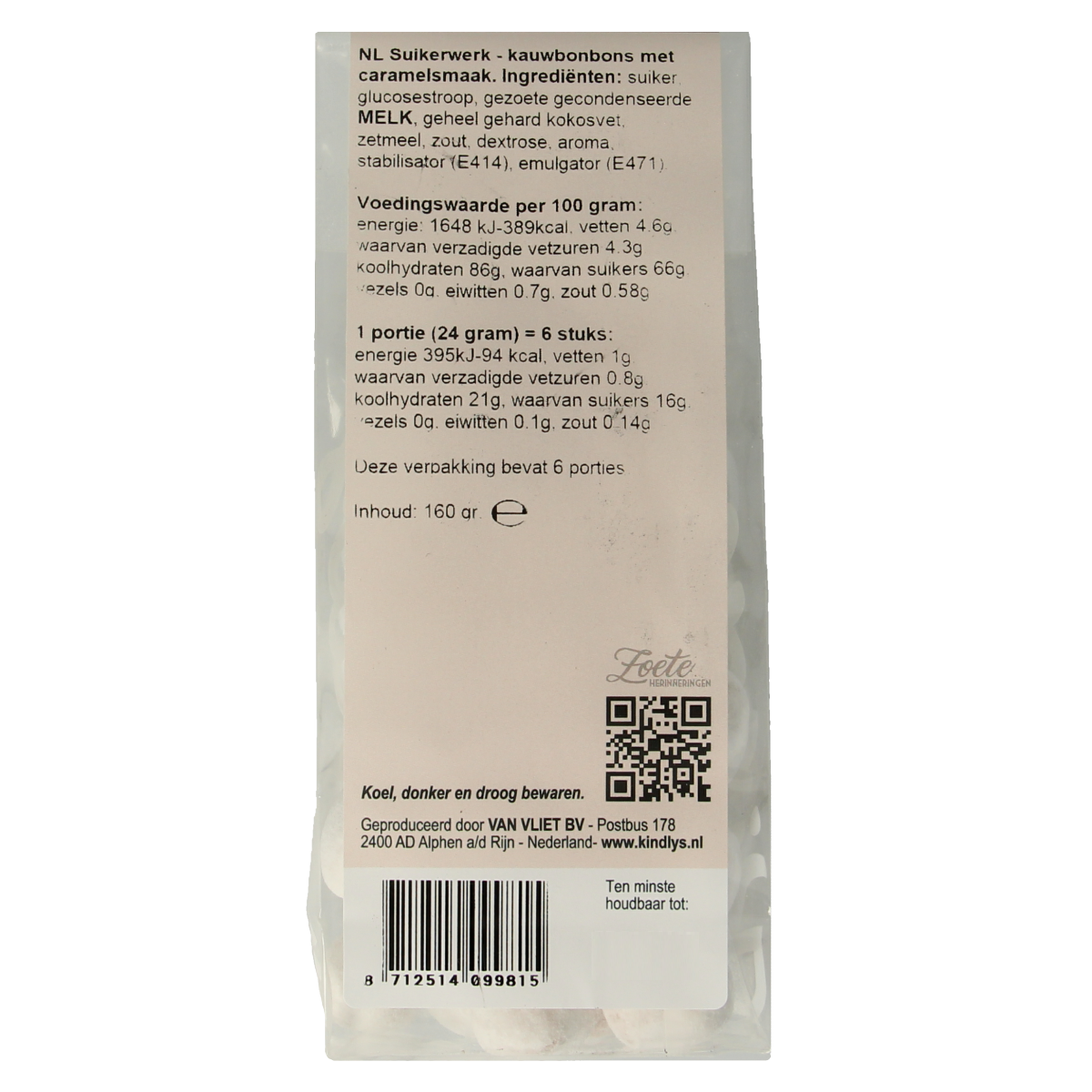 Kindly's Sneeuwcaramels zoete herinneringen 160.00 Gram
