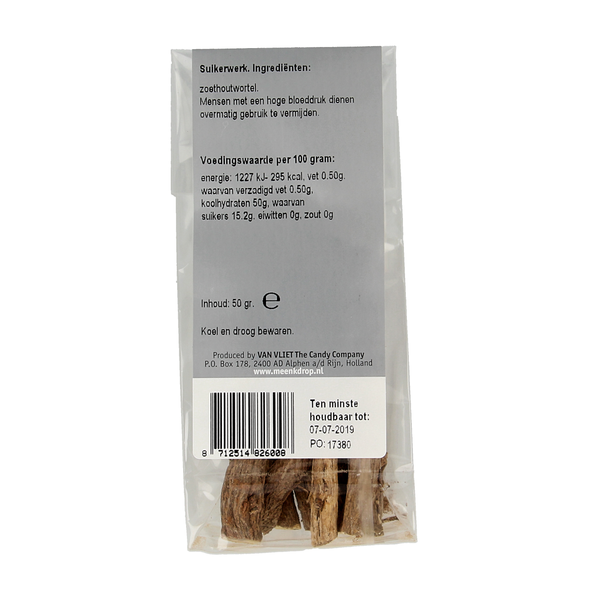 Meenk Zoethoutstokjes in zakje 50.00 Gram