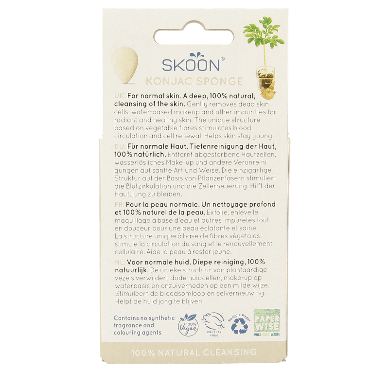 Skoon Konjac spons pure bio 1 Stuks