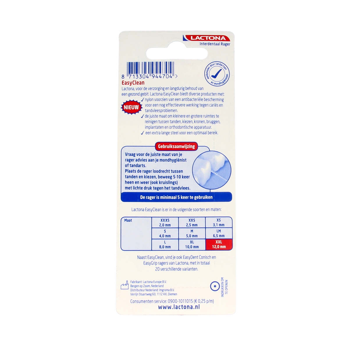 Lactona Easyclean XXL 12.0mm 8.00 Stuks