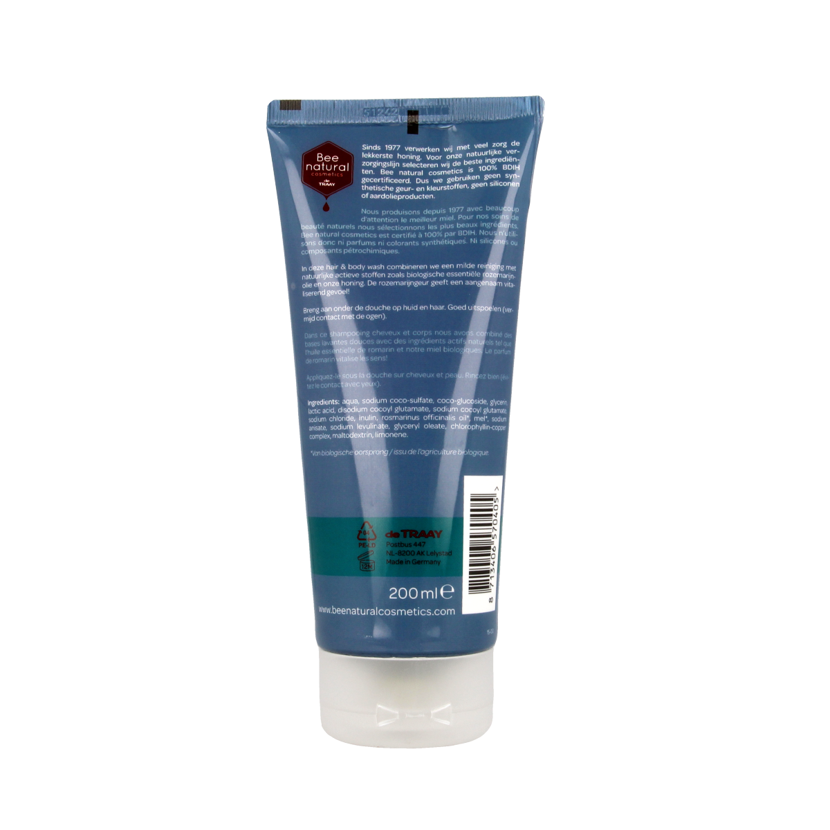 Traay Bee Honest Hair & body wash men rozemarijn 200.00 Milliliter