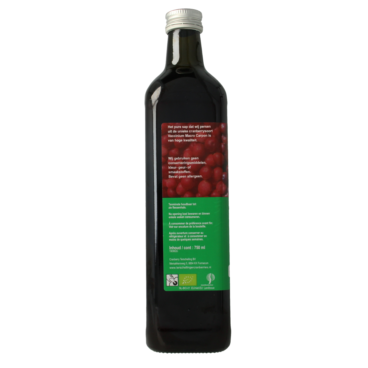 Terschellinger Cranberrysap ongezoet bio 750.00 Milliliter