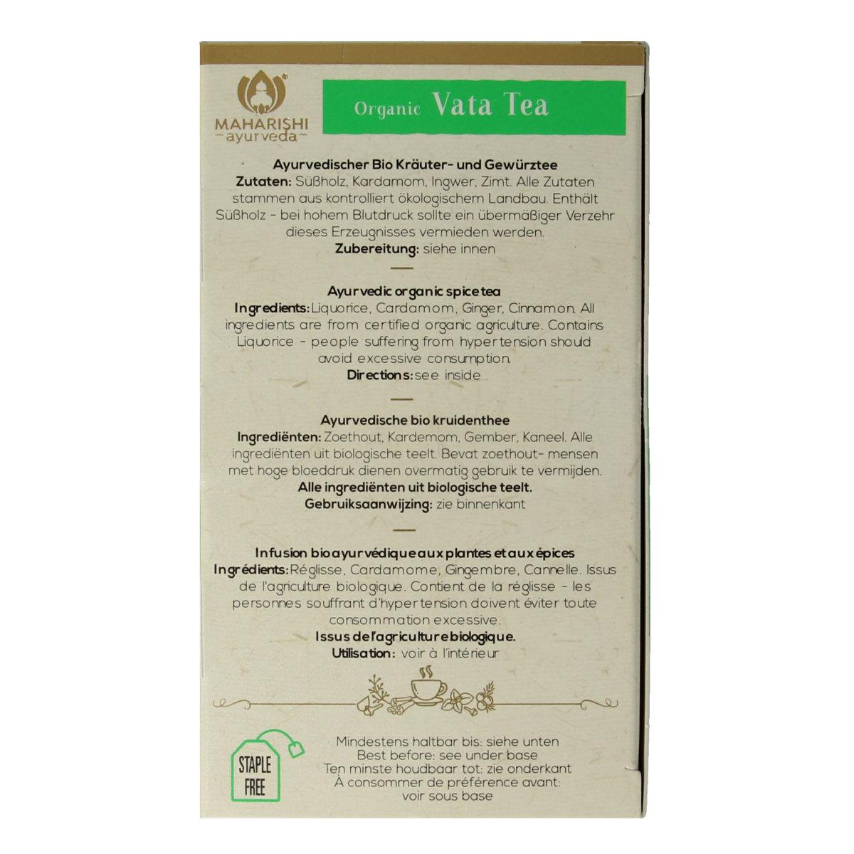 Maharishi Ayurv Vata theezakjes bio 15.00 Zakjes