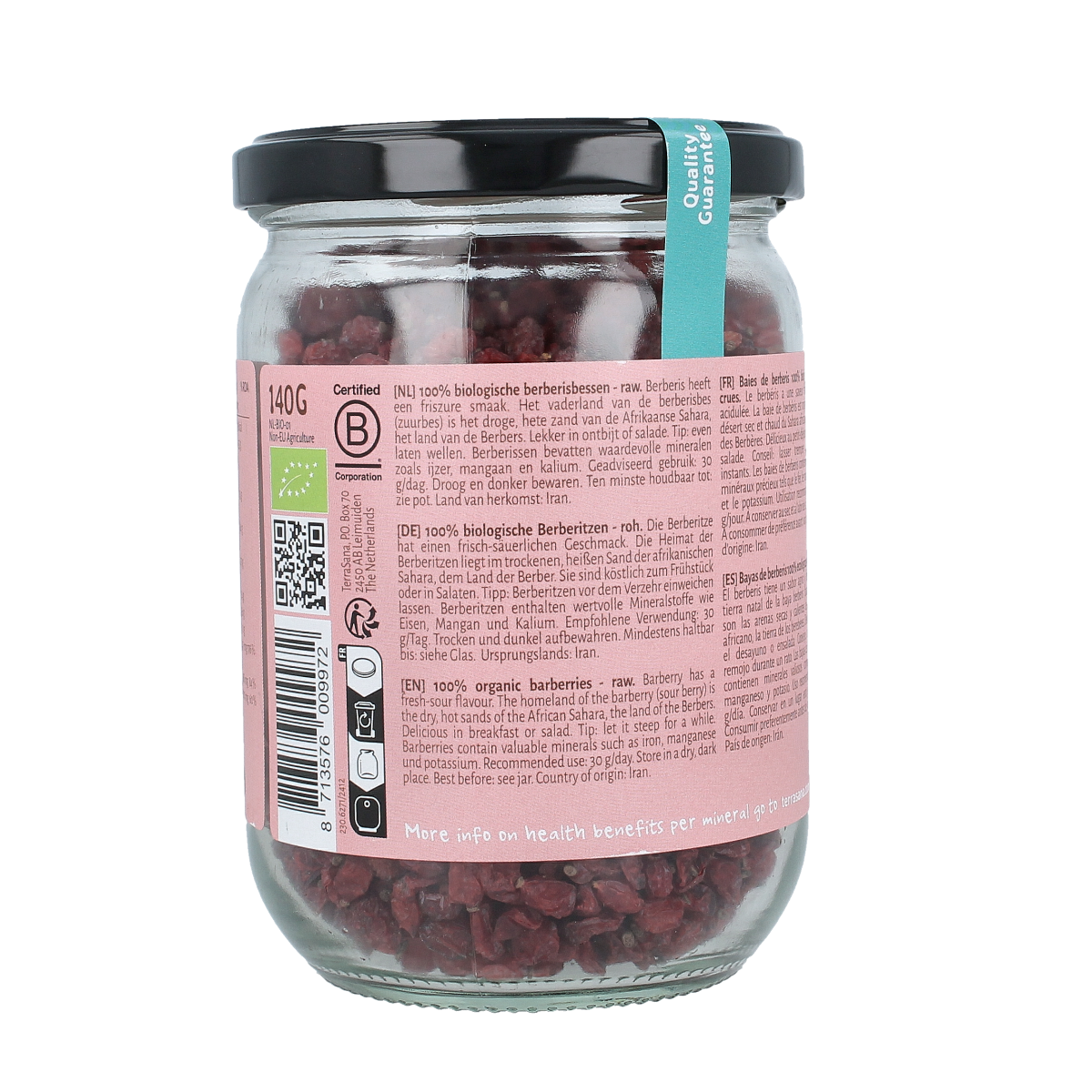 TerraSana Raw berberis bessen (zuurbes) bio 140.00 Gram