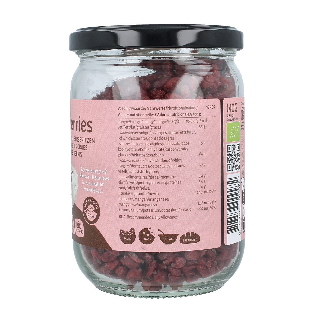 TerraSana Raw berberis bessen (zuurbes) bio 140.00 Gram