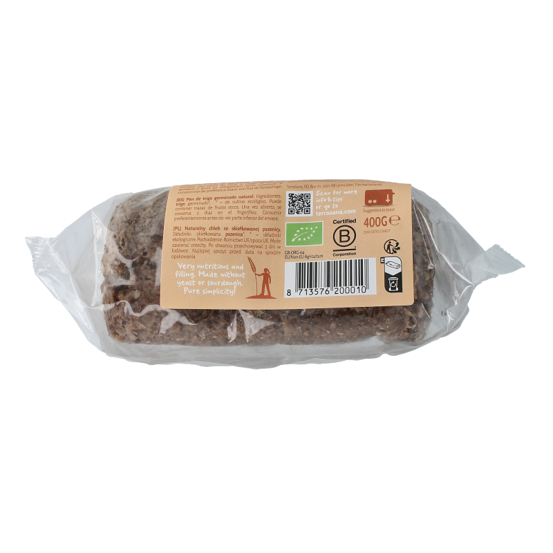 TerraSana Gekiemd brood naturel / tarwe bio 400 Gram