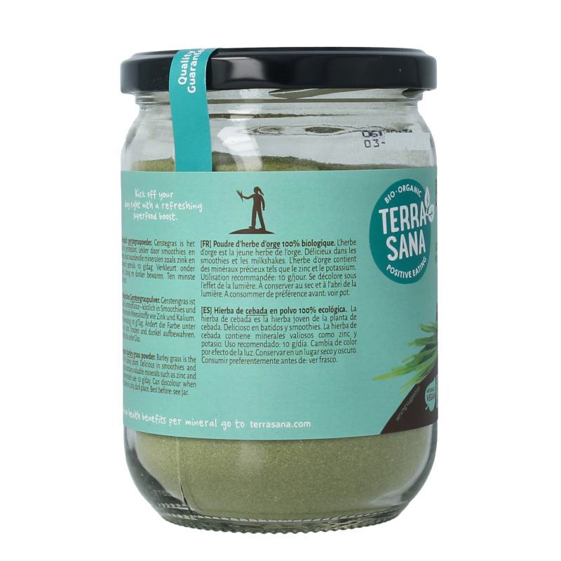 TerraSana Gerstegras poeder in glas bio 130 Gram